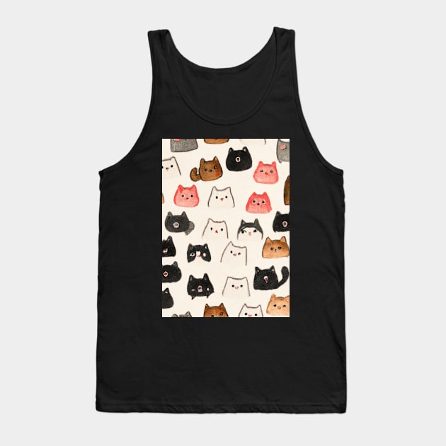 Cute Cat Pattern Tank Top by maxcode